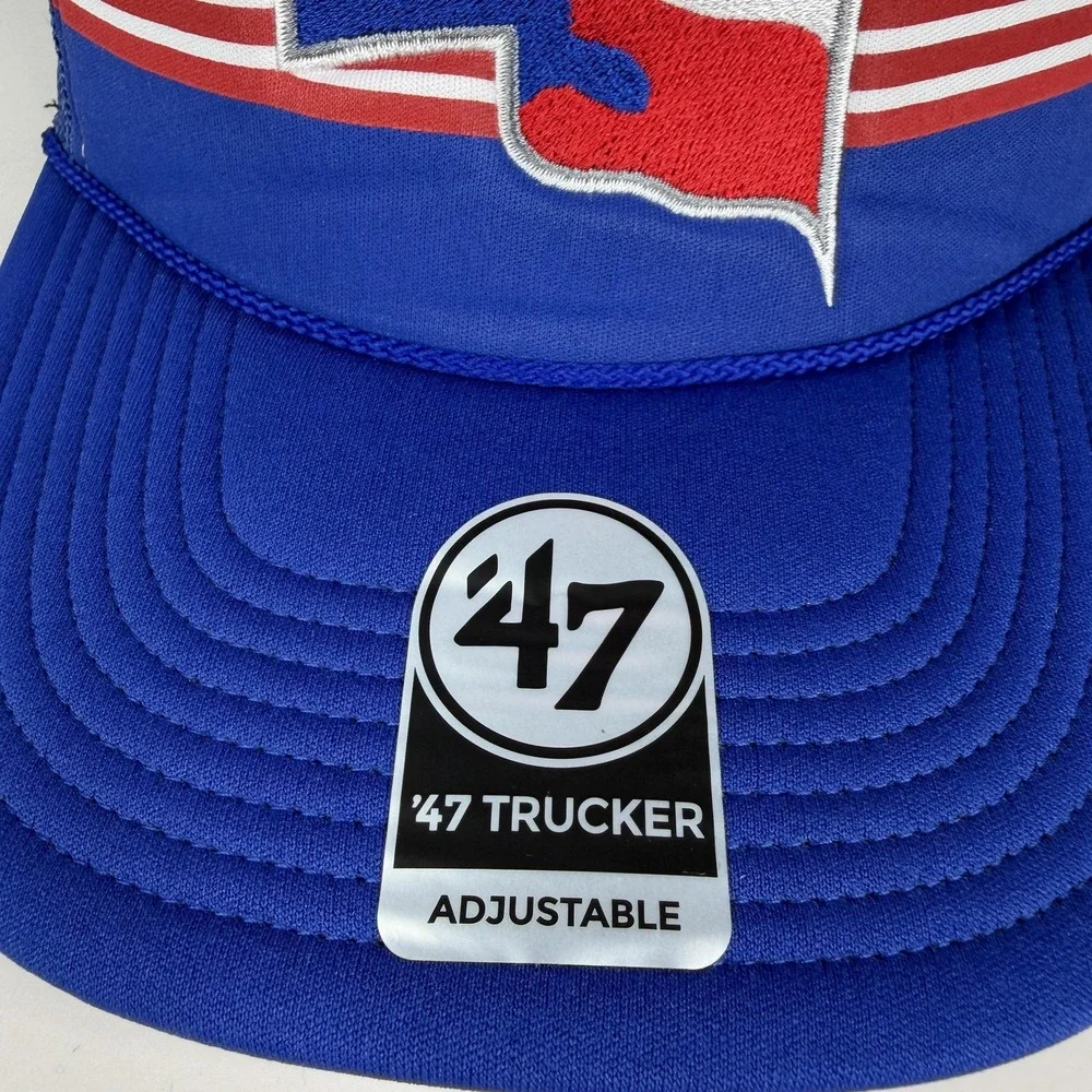 Texas Rangers Hat Cap Snap Back Mens One Size Blue White MLB Baseball 47 Trucker